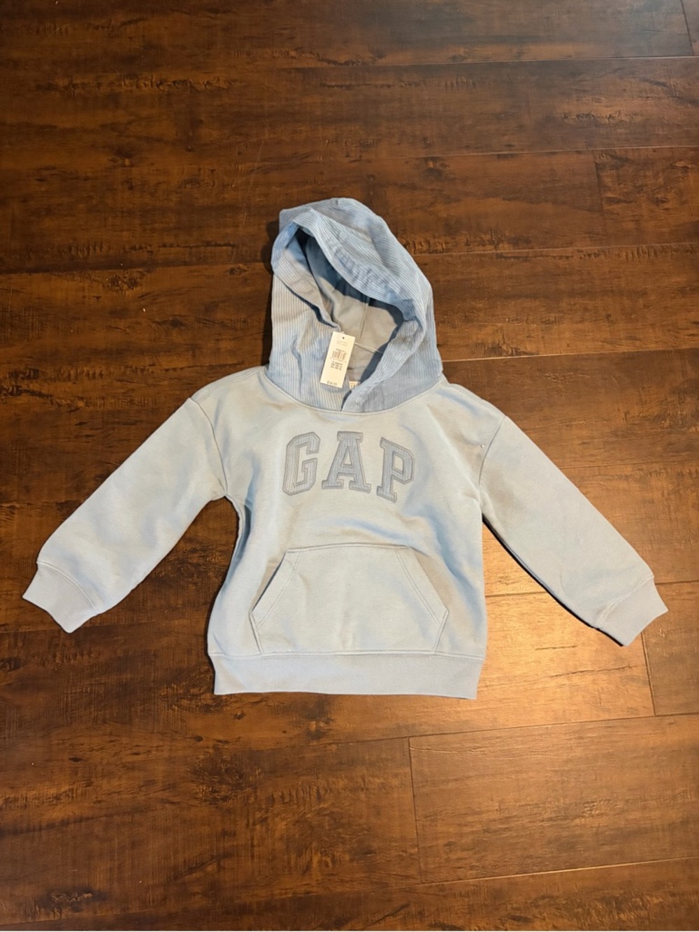 GAP Toddler Hoodie Size 3T Unisex Blue Corduroy Hood Pullover Sweatshirt